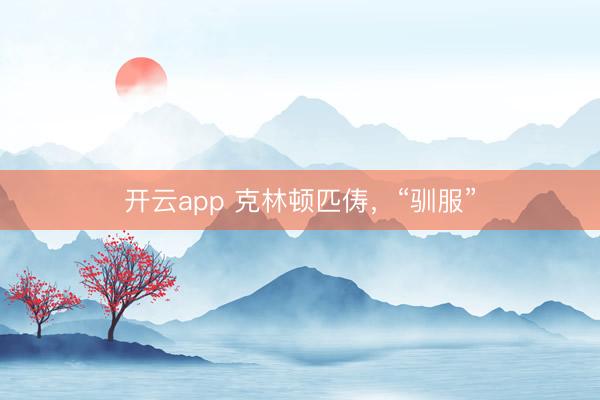 开云app 克林顿匹俦,“驯服”