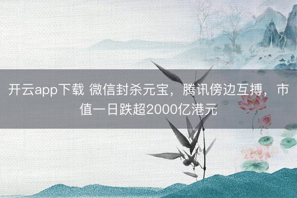 开云app下载 微信封杀元宝，腾讯傍边互搏，市值一日跌超2000亿港元