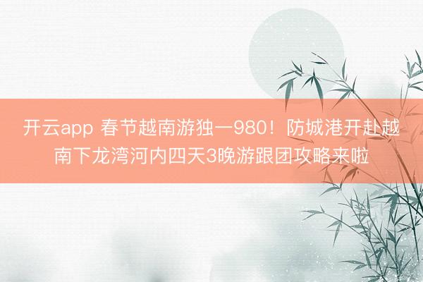 开云app 春节越南游独一980！防城港开赴越南下龙湾河内四天3晚游跟团攻略来啦