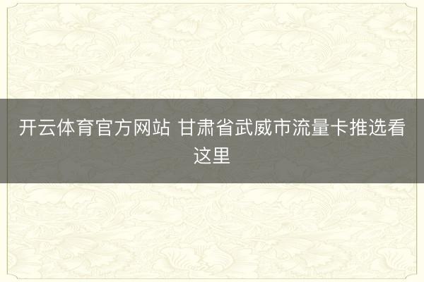 开云体育官方网站 甘肃省武威市流量卡推选看这里