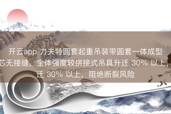 开云app 力夫特圆套起重吊装带圆套一体成型无盘问、承重芯无接缝，全体强度较拼接式吊具升迁 30% 以上，阻绝断裂风险