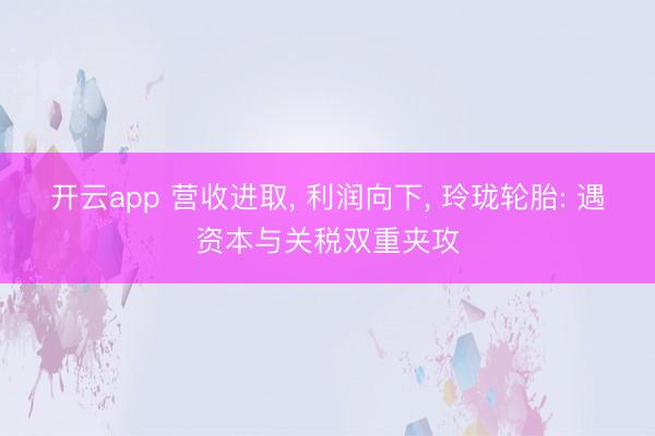 开云app 营收进取, 利润向下, 玲珑轮胎: 遇资本与关税双重夹攻