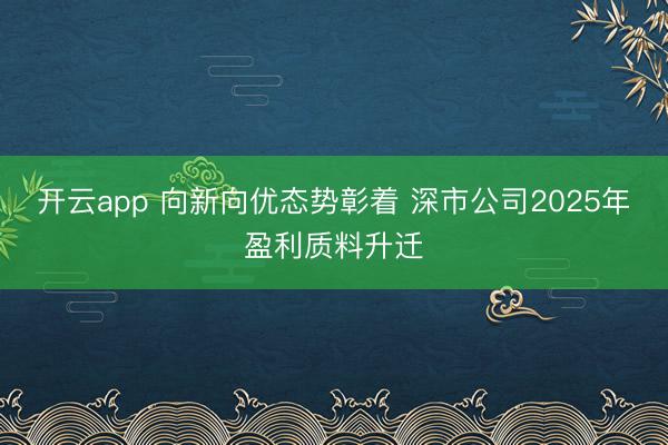 开云app 向新向优态势彰着 深市公司2025年盈利质料升迁