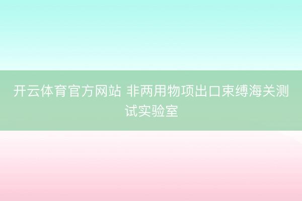 开云体育官方网站 非两用物项出口束缚海关测试实验室